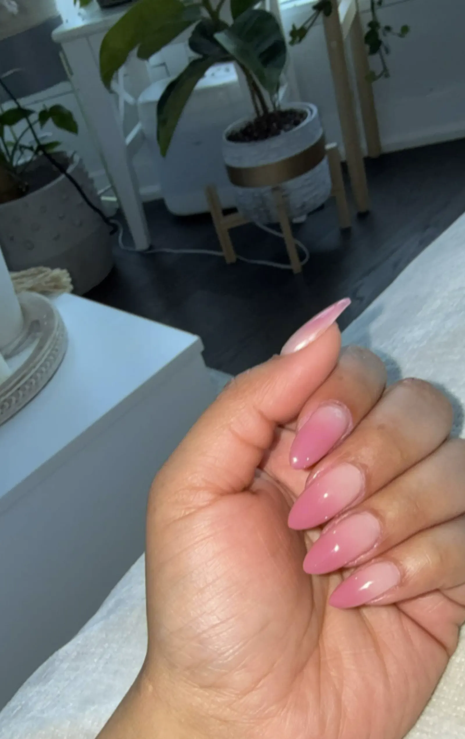 Soft pink almond gel nails — Russian manicure by Niloo